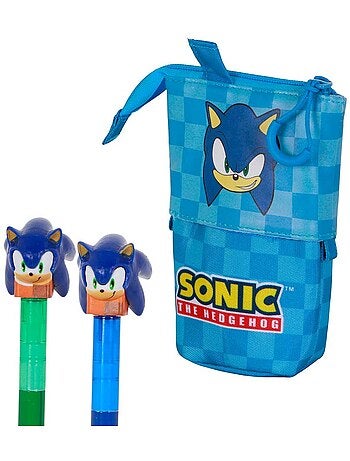 Sonic The Hedgehog Sight Astuccio Cute + 2 Penne Gel Cancellabili, Blu