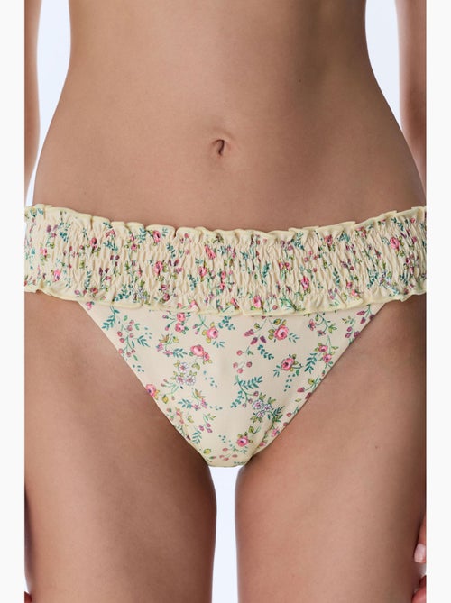 Sonya slip bikini arricciato floreale a vita media penti - Kiabi