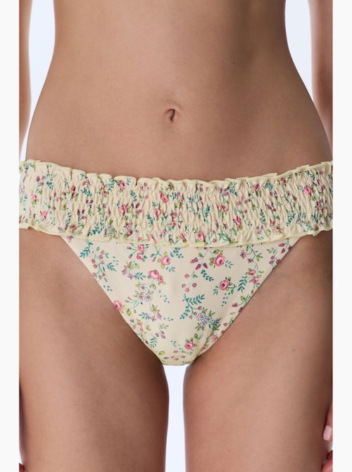 Sonya slip bikini arricciato floreale a vita media penti - Kiabi
