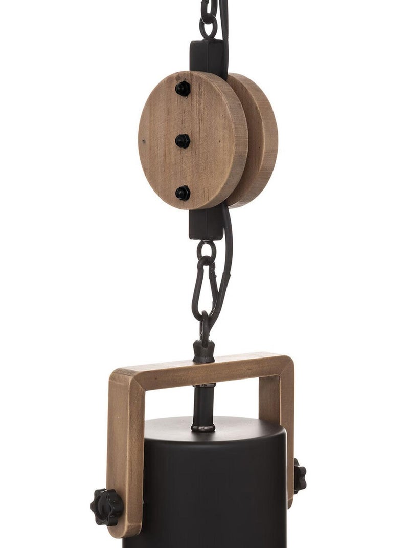 Sospensione con carrucola in metallo e legno Nero - Kiabi