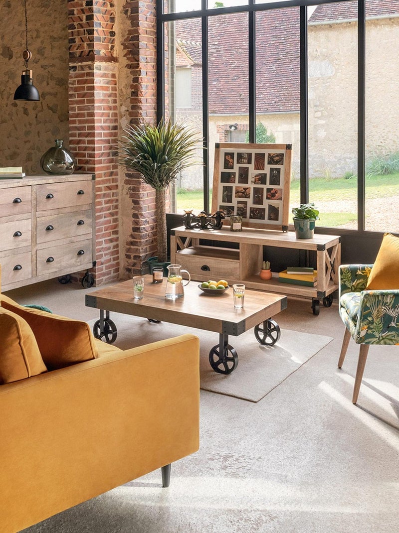 Sospensione con carrucola in metallo e legno Nero - Kiabi