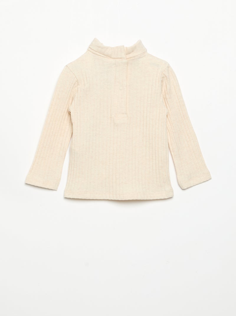 Sottopull in maglia a costine piatte Beige - Kiabi