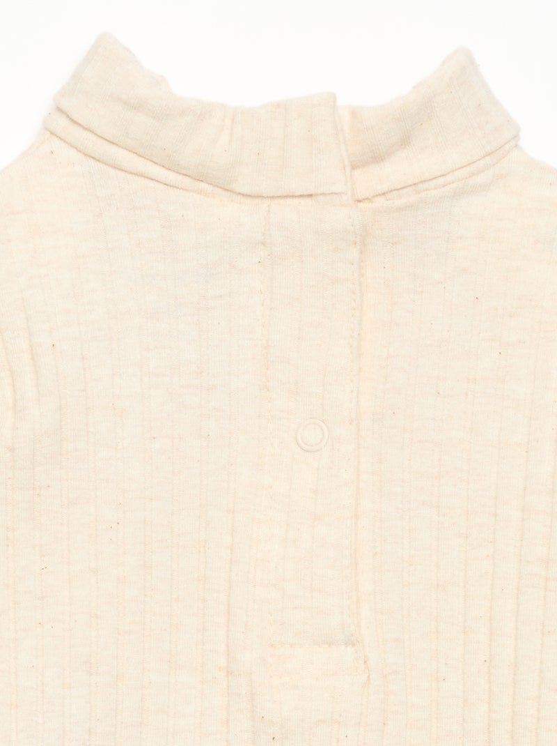 Sottopull in maglia a costine piatte Beige - Kiabi