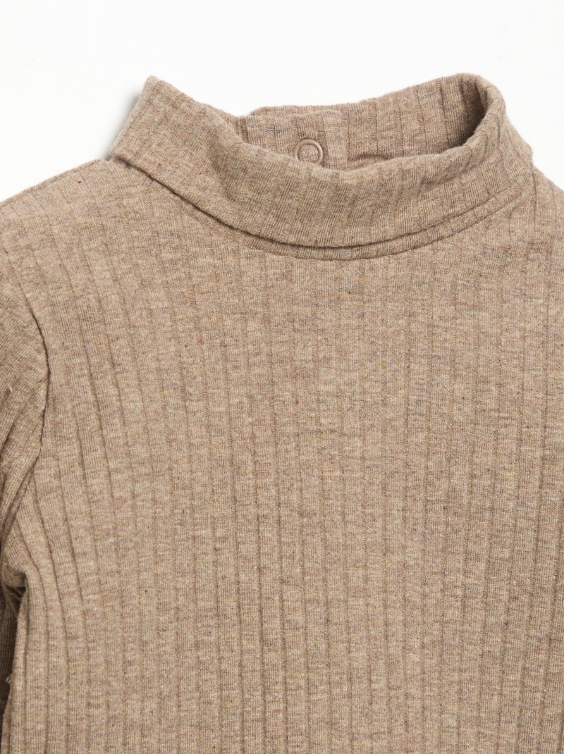 Sottopull in maglia a costine piatte Marrone - Kiabi