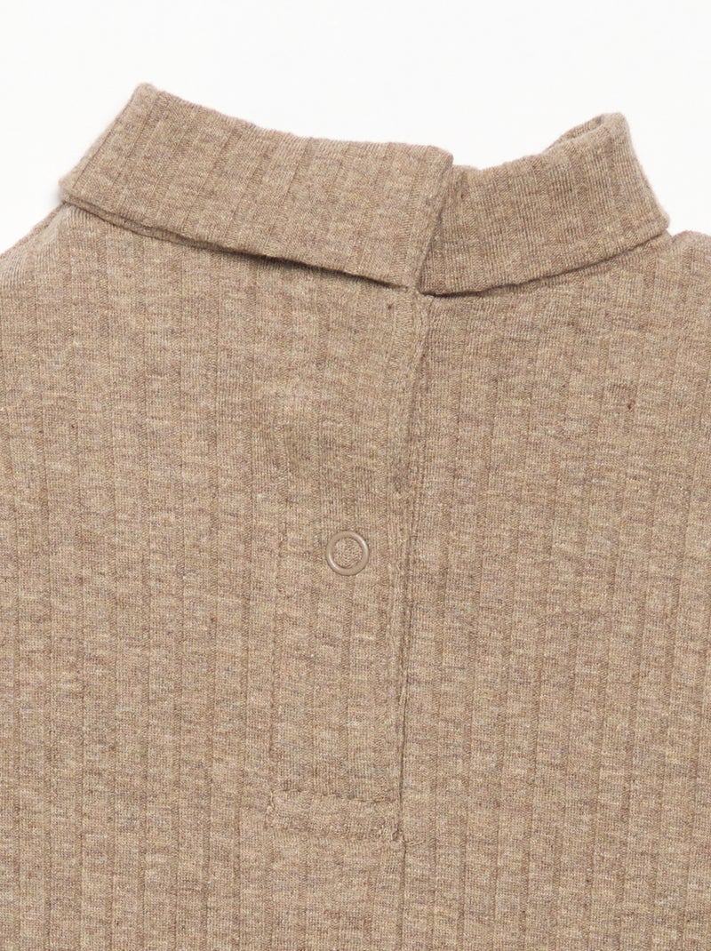 Sottopull in maglia a costine piatte Marrone - Kiabi