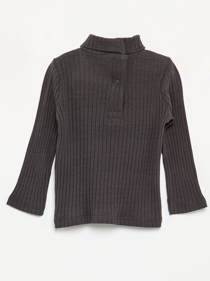 Sottopull in maglia a costine piatte Nero - Kiabi