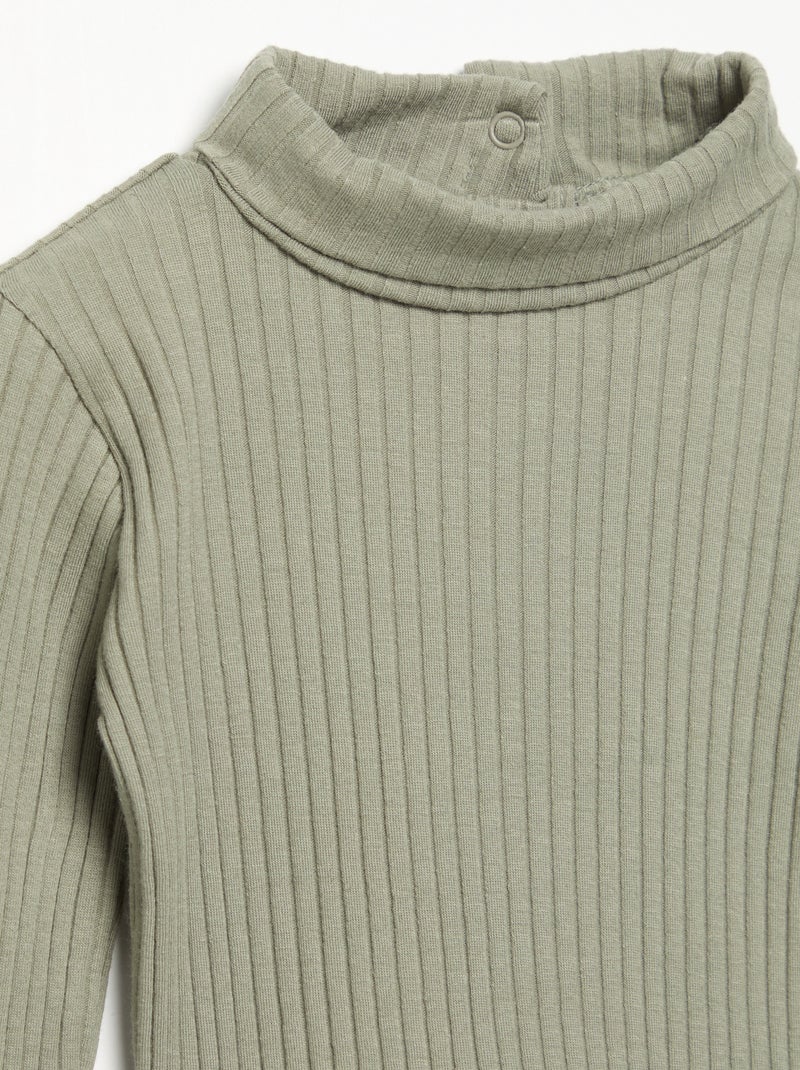 Sottopull in maglia a costine piatte Verde - Kiabi