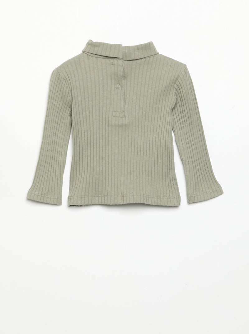 Sottopull in maglia a costine piatte Verde - Kiabi