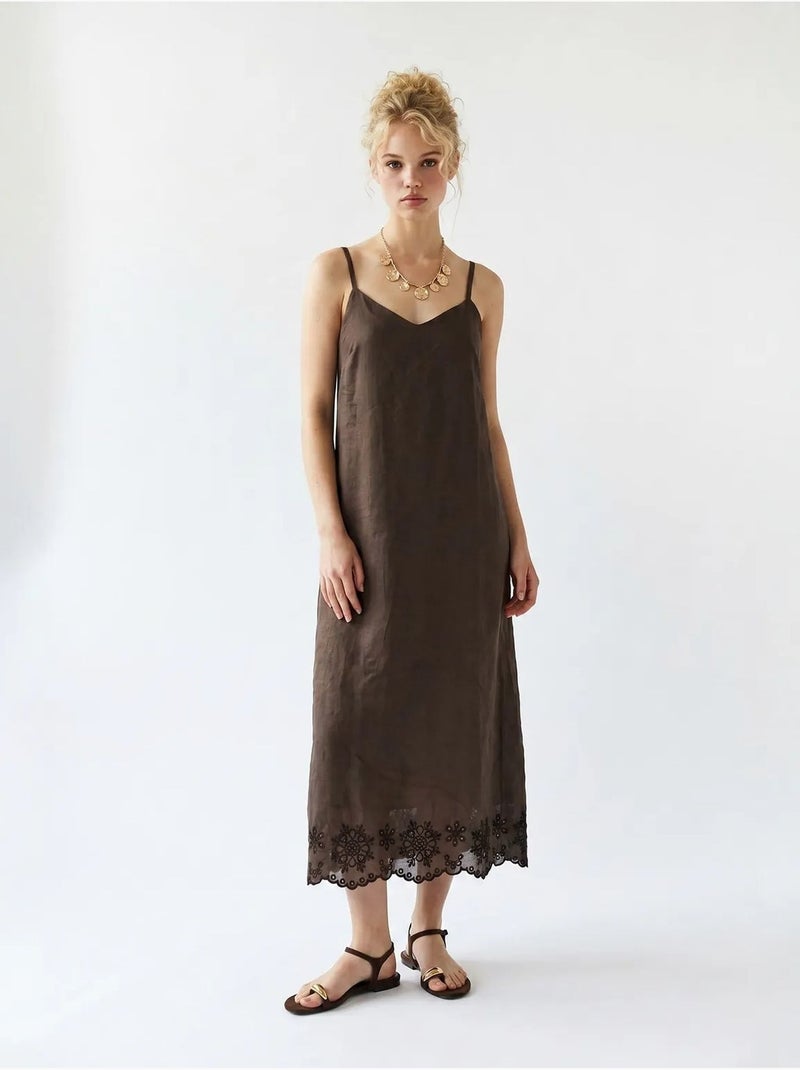Sottoveste midi a linea a ricamata mixray Marrone - Kiabi