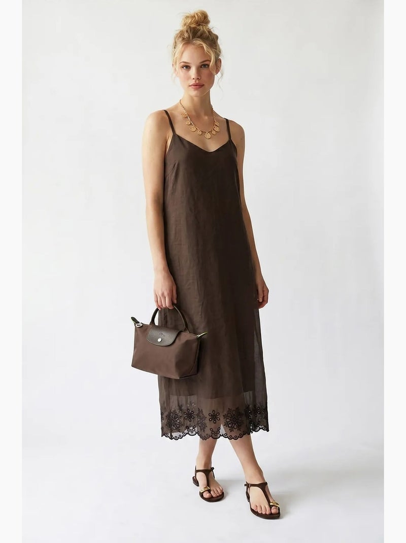 Sottoveste midi a linea a ricamata mixray Marrone - Kiabi