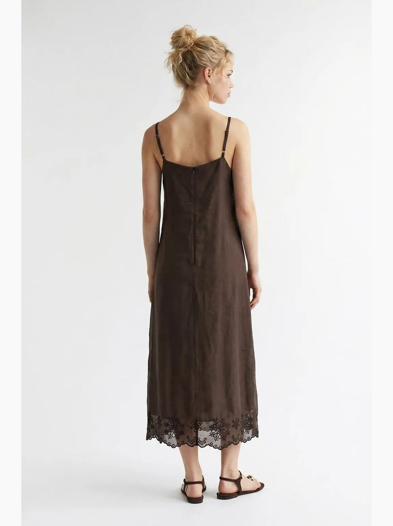 Sottoveste midi a linea a ricamata mixray Marrone - Kiabi