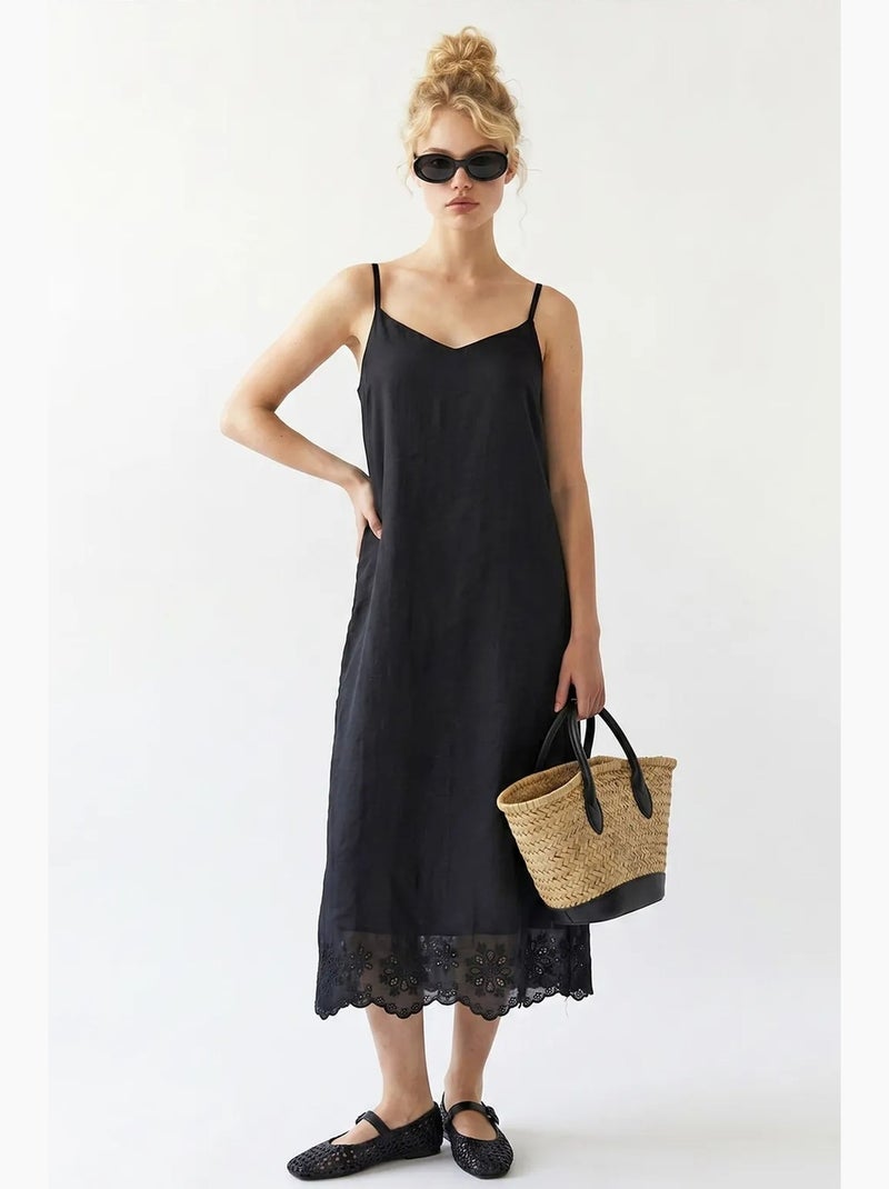 Sottoveste midi a linea a ricamata mixray Nero - Kiabi