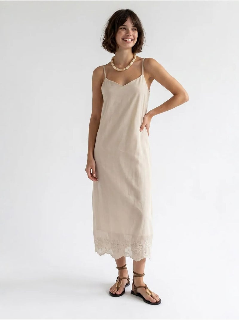 Sottoveste midi a linea a ricamata mixray Sabbia - Kiabi