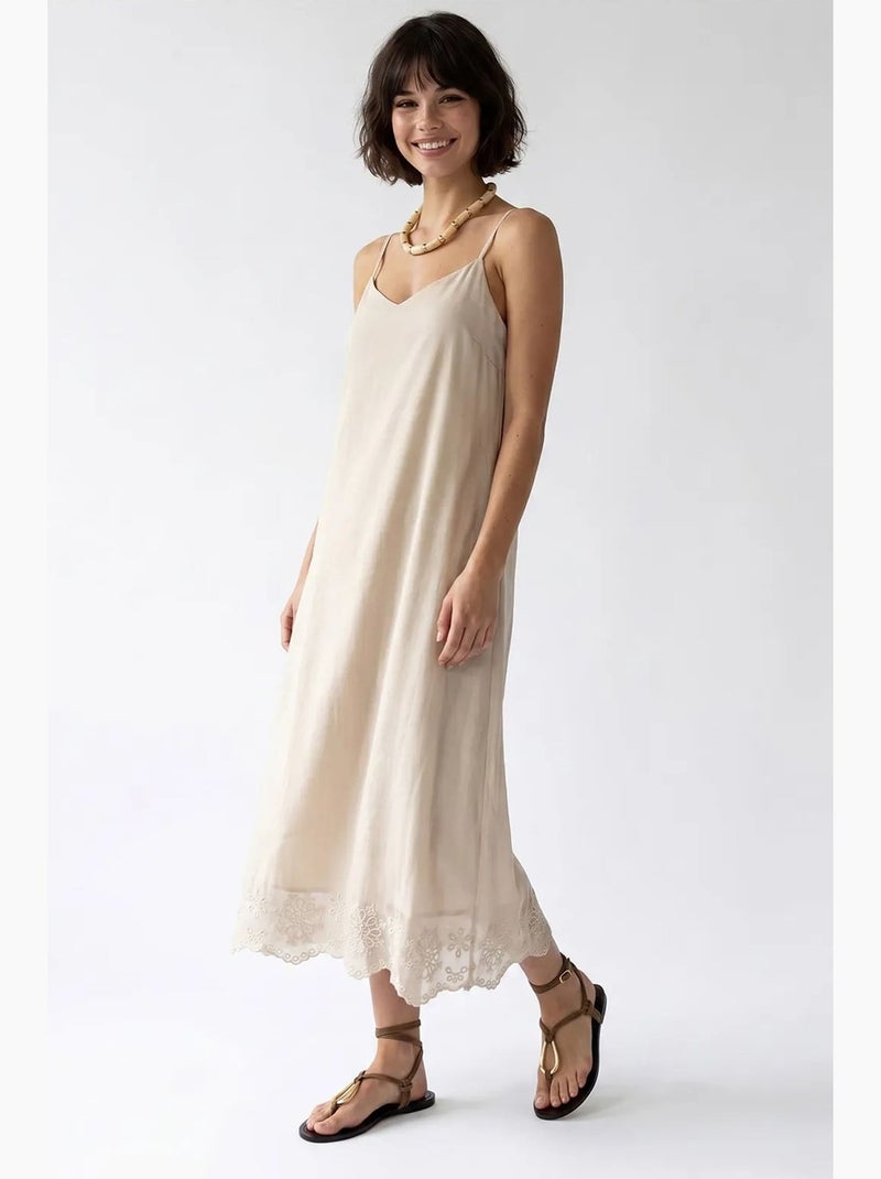 Sottoveste midi a linea a ricamata mixray Sabbia - Kiabi