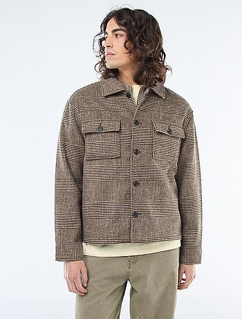 Sovracamicia calda tinta unita con tasche a patta