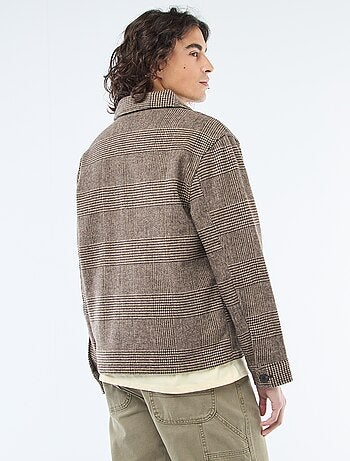 Sovracamicia calda tinta unita con tasche a patta