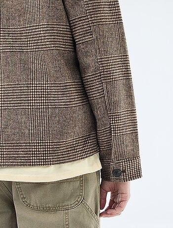 Sovracamicia calda tinta unita con tasche a patta