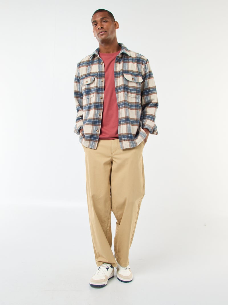 Sovracamicia a quadri Beige - Kiabi