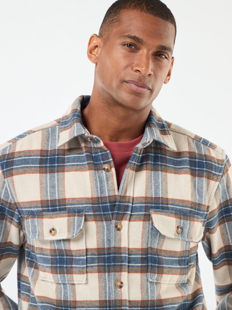 Sovracamicia a quadri Beige - Kiabi