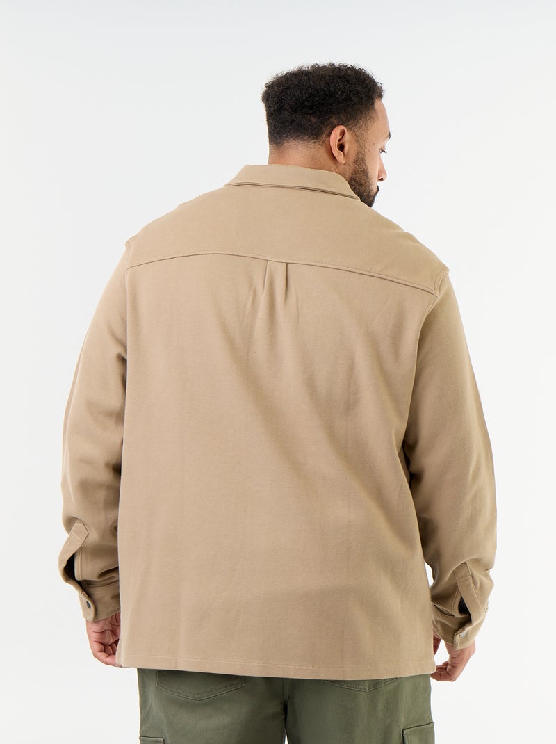 Sovracamicia a tinta unita in maglia piqué Beige - Kiabi