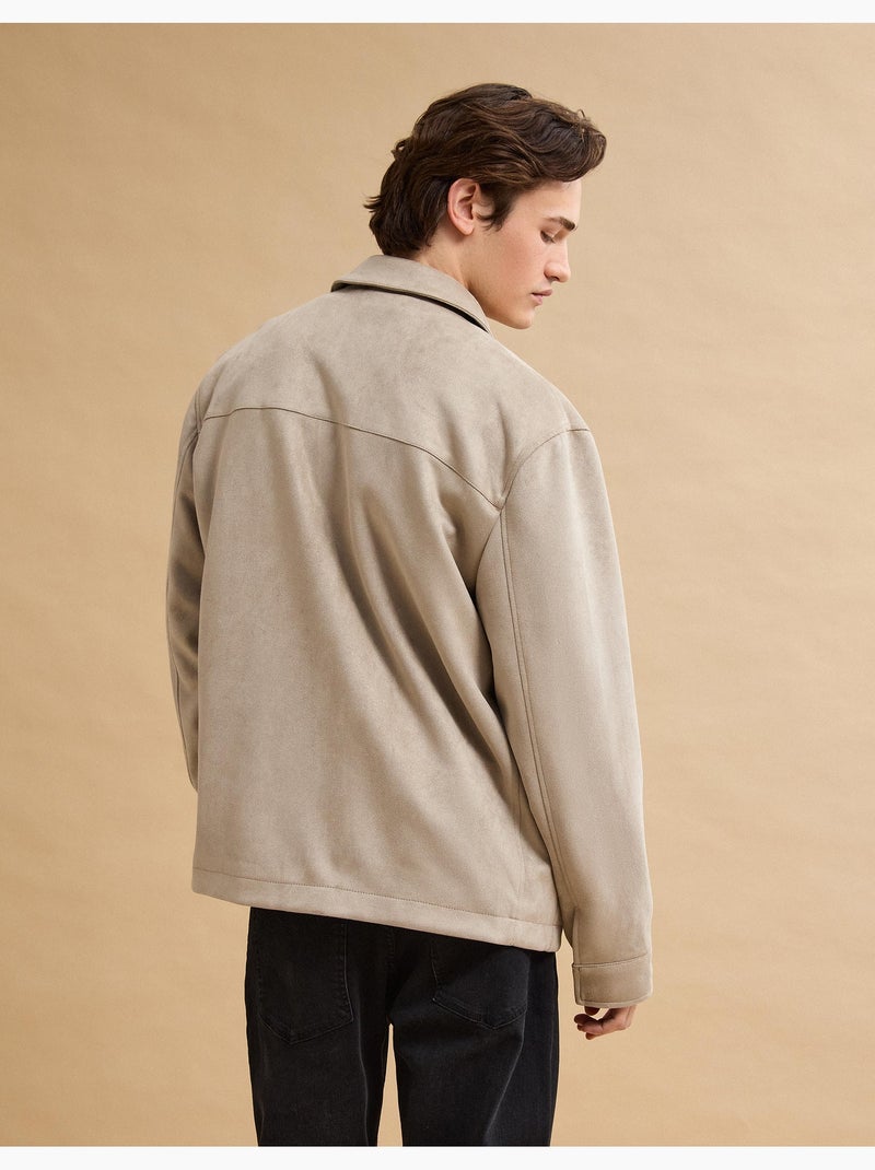 Sovracamicia effetto camoscio, MO Fashion Beige - Kiabi