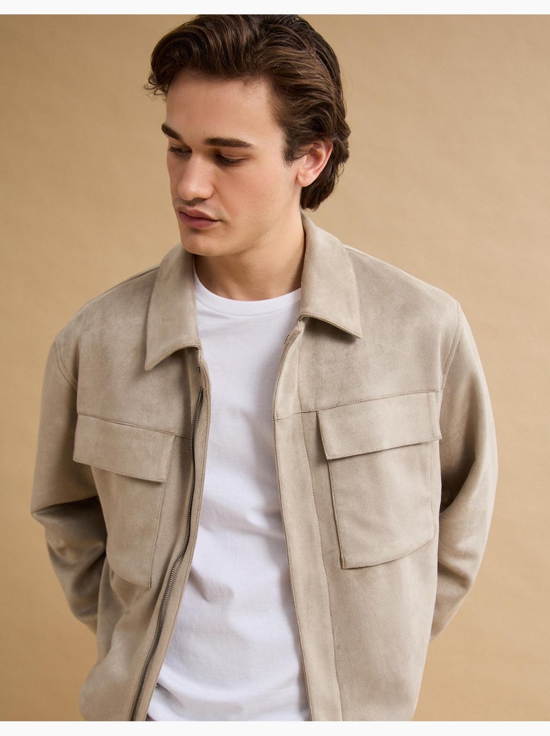 Sovracamicia effetto camoscio, MO Fashion Beige - Kiabi
