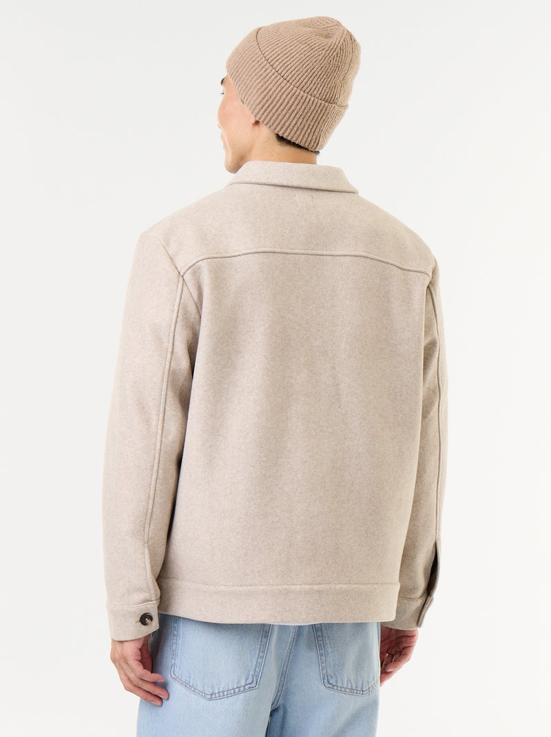 Sovracamicia effetto lana con tasche sul petto Beige - Kiabi