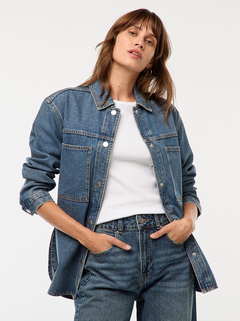 Sovracamicia in denim con bottoni a pressione Blu - Kiabi