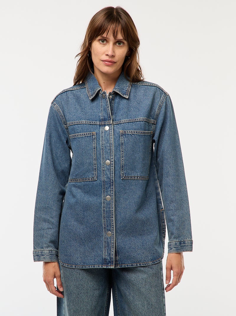 Sovracamicia in denim con bottoni a pressione Blu - Kiabi