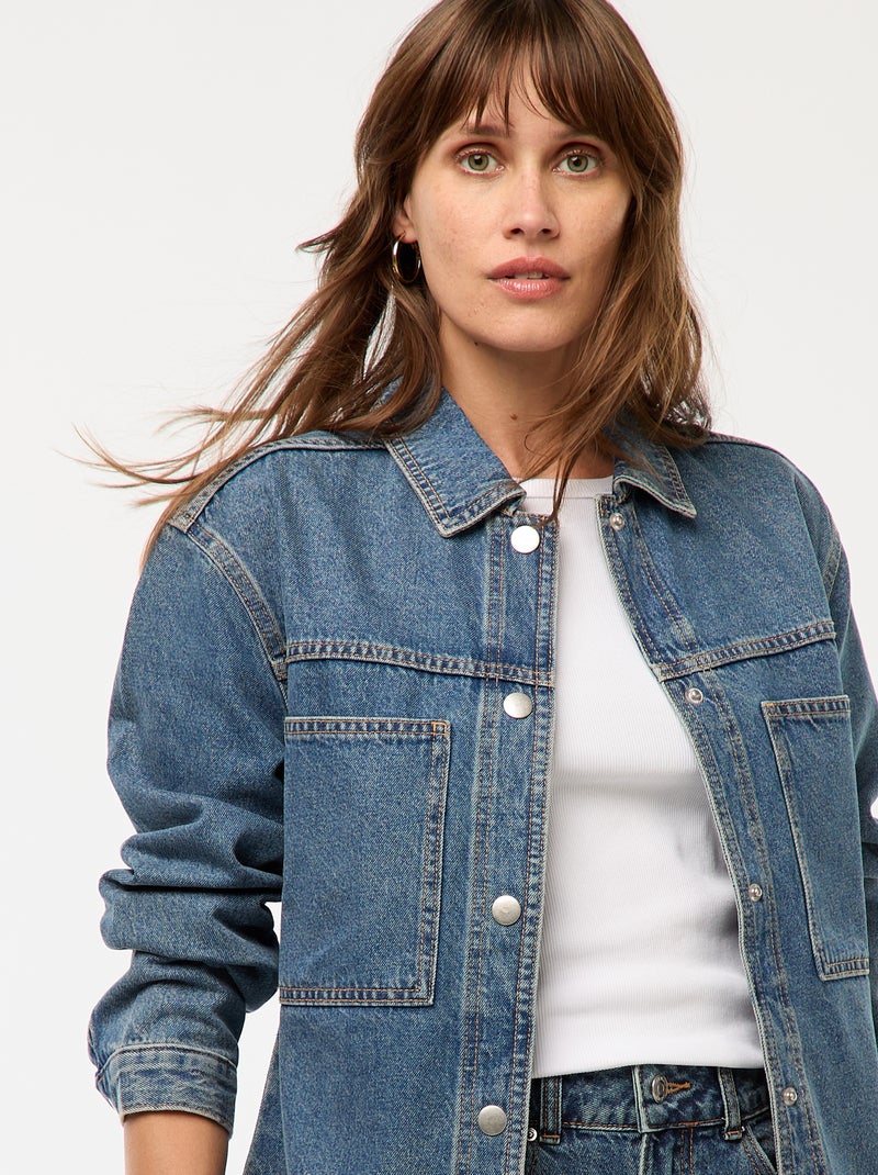 Sovracamicia in denim con bottoni a pressione Blu - Kiabi