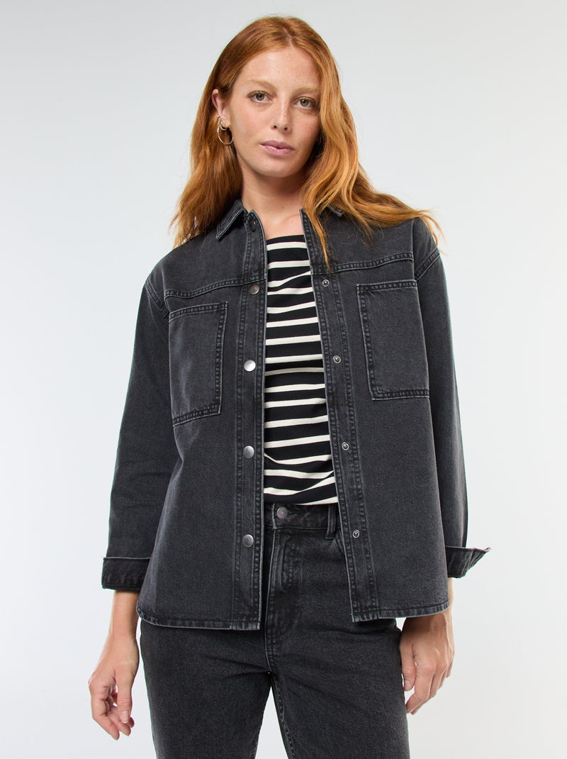 Sovracamicia in denim con bottoni a pressione Grigio - Kiabi