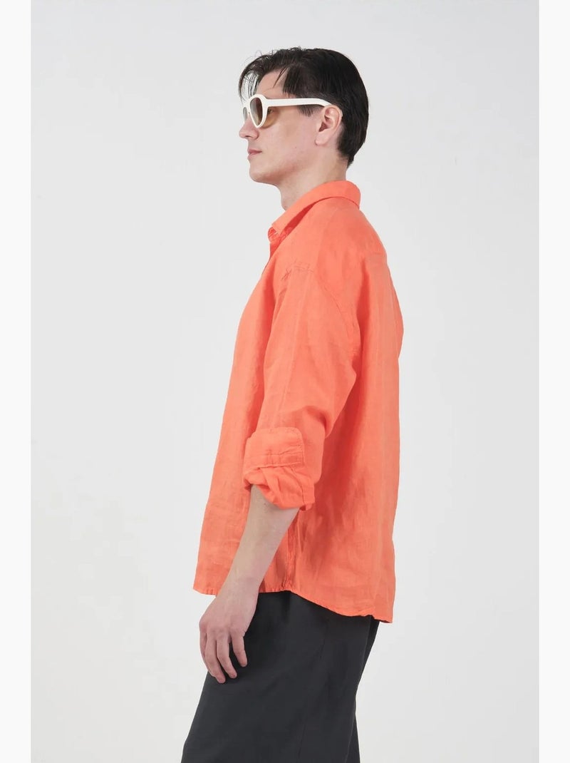 Sovracamicia in lino oversize da uomo giesto Arancione chiaro - Kiabi