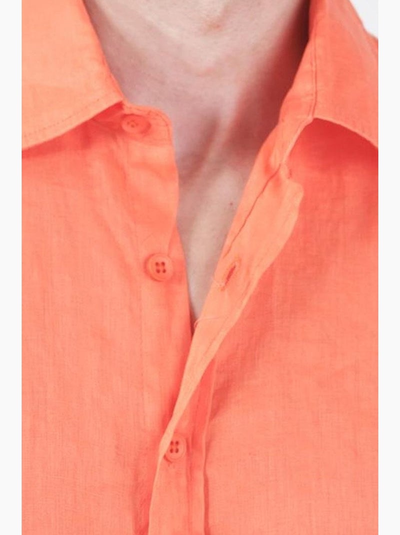 Sovracamicia in lino oversize da uomo giesto Arancione chiaro - Kiabi