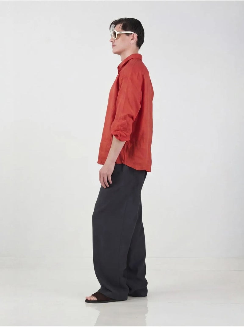 Sovracamicia in lino oversize da uomo giesto Rosso - Kiabi