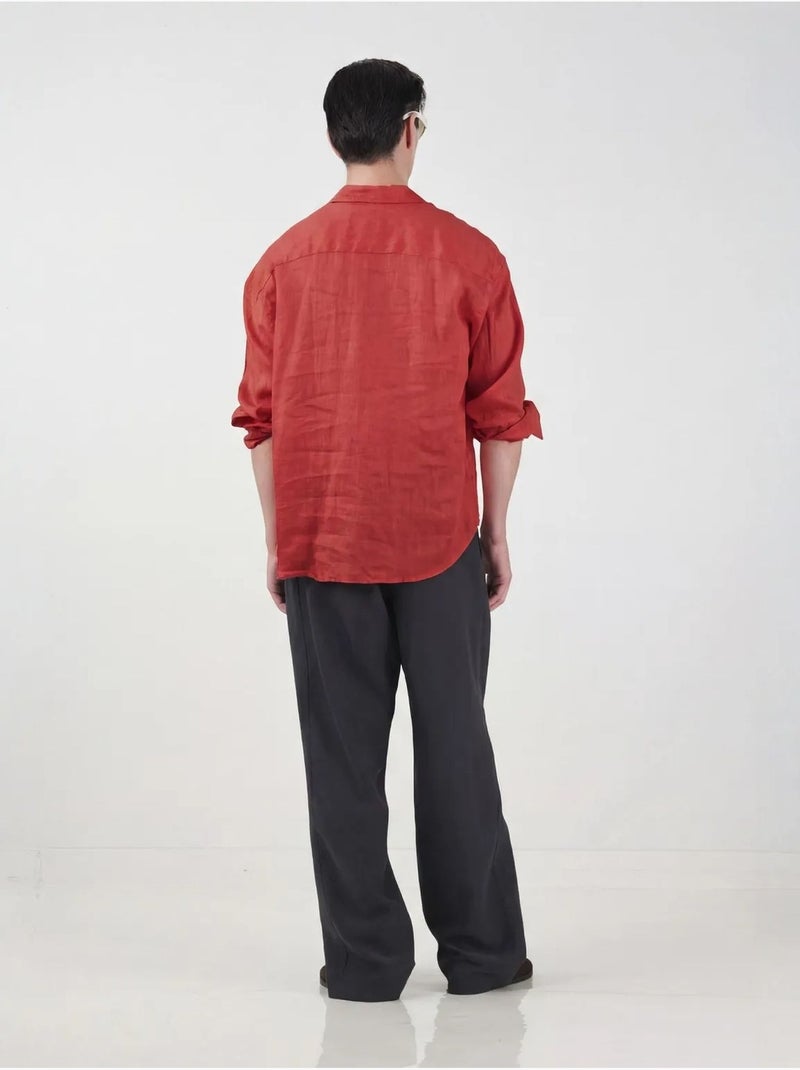 Sovracamicia in lino oversize da uomo giesto Rosso - Kiabi