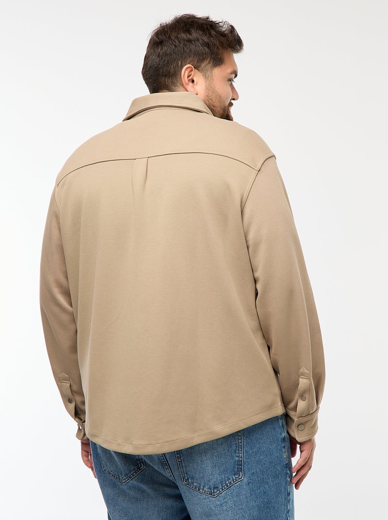 Sovracamicia in tessuto piqué con apertura a bottoni a pressione Beige - Kiabi