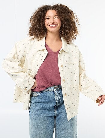 Sovracamicia in twill con 2 tasche applicate