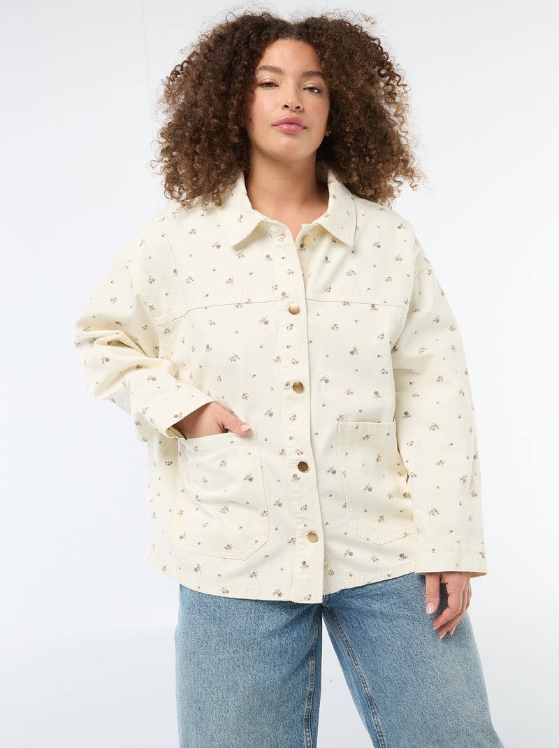 Sovracamicia in twill con 2 tasche applicate Bianco - Kiabi