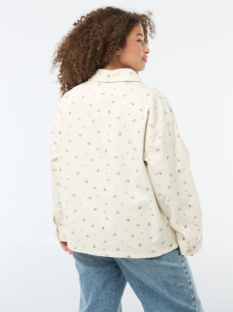 Sovracamicia in twill con 2 tasche applicate Bianco - Kiabi