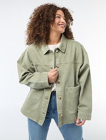 Sovracamicia in twill con 2 tasche applicate