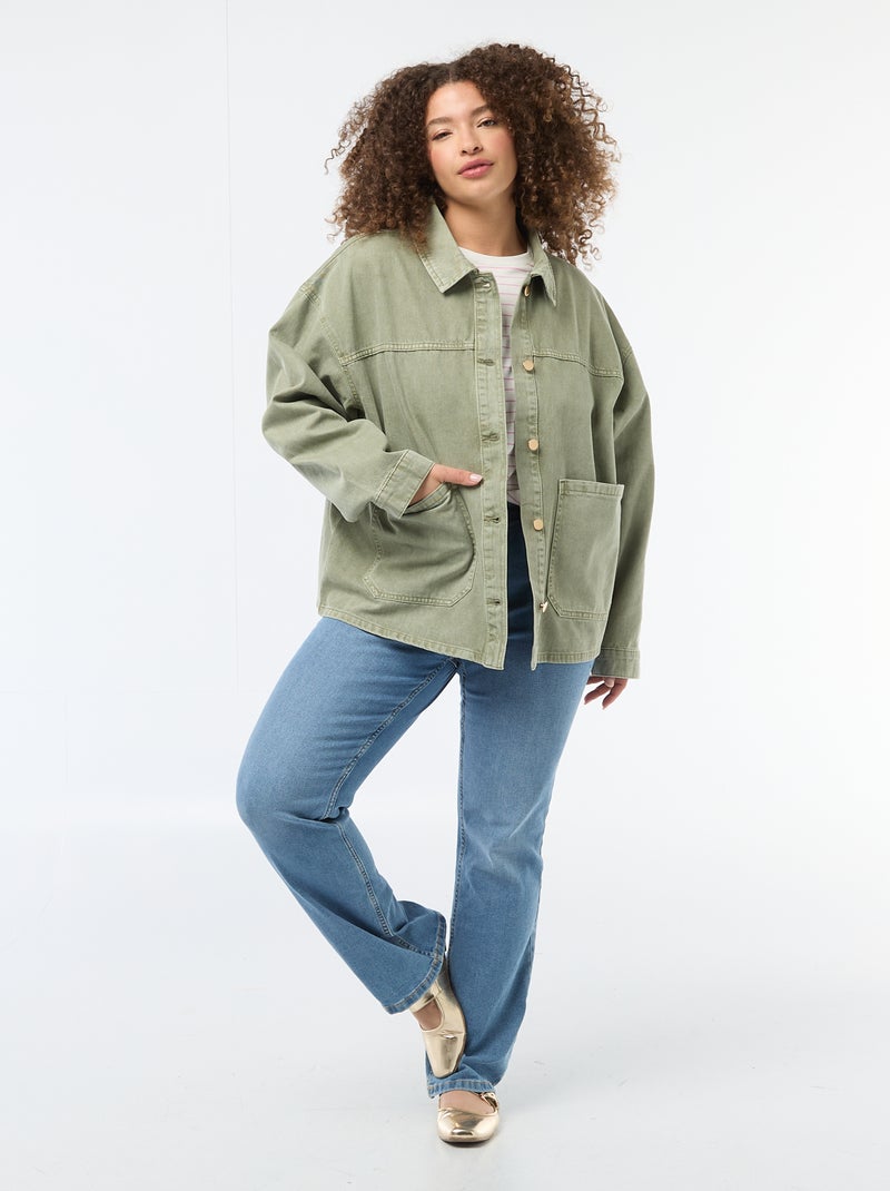 Sovracamicia in twill con 2 tasche applicate Kaki - Kiabi