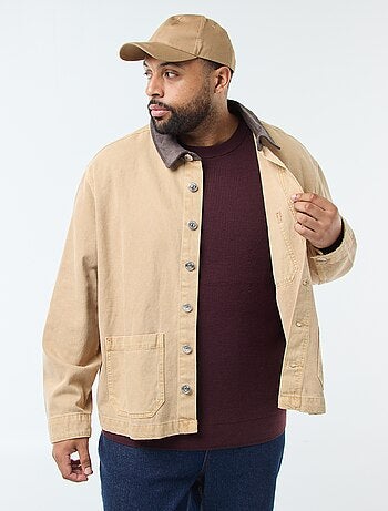 Sovracamicia in twill con colletto a contrasto