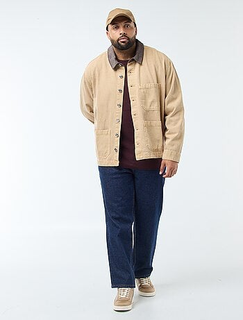 Sovracamicia in twill con colletto a contrasto