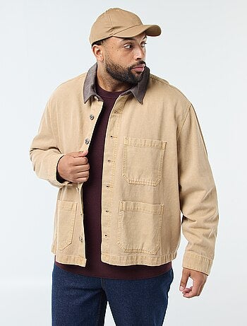 Sovracamicia in twill con colletto a contrasto