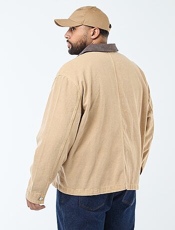 Sovracamicia in twill con colletto a contrasto