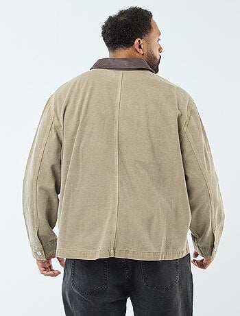 Sovracamicia in twill con colletto a contrasto