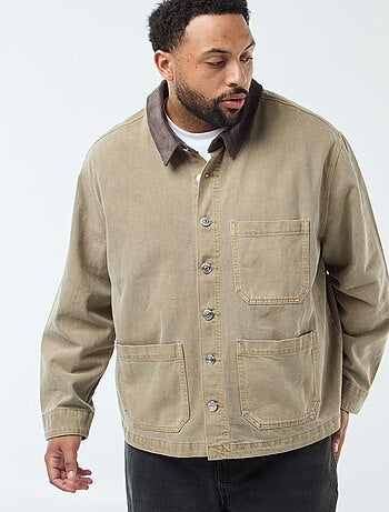 Sovracamicia in twill con colletto a contrasto