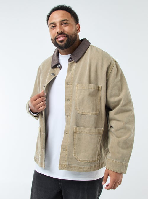 Sovracamicia in twill con colletto a contrasto - Kiabi