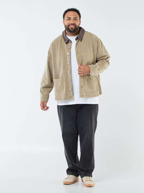 Sovracamicia in twill con colletto a contrasto - Kiabi