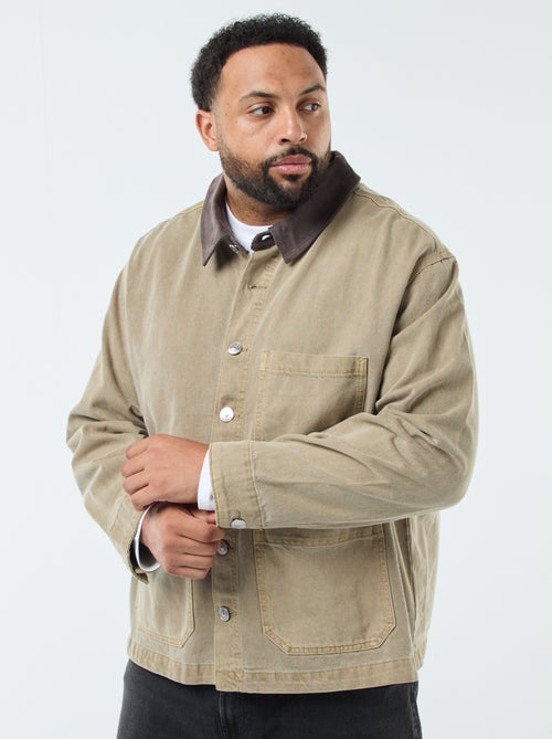 Sovracamicia in twill con colletto a contrasto - Kiabi